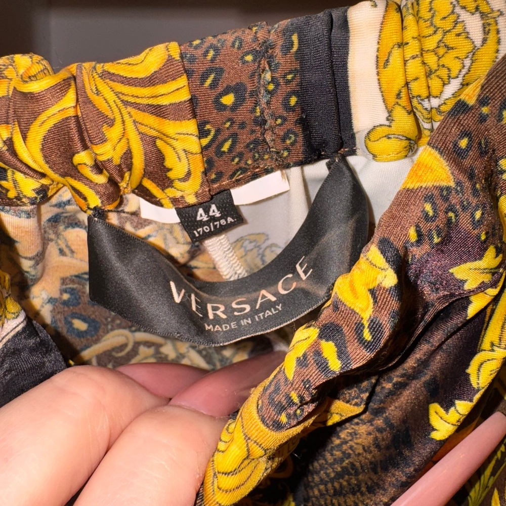 Versace Patchwork Brown And Gold Patterned Leggin… - image 2